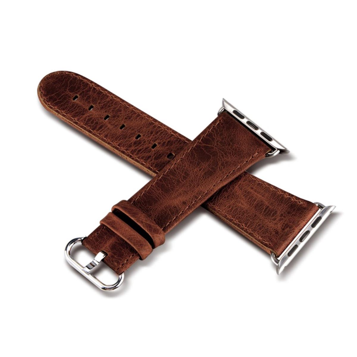 Leder Armband für Apple Watch 41/40/38mm Armband Series 8/7/6/SE/5/4 Dunkelbraun