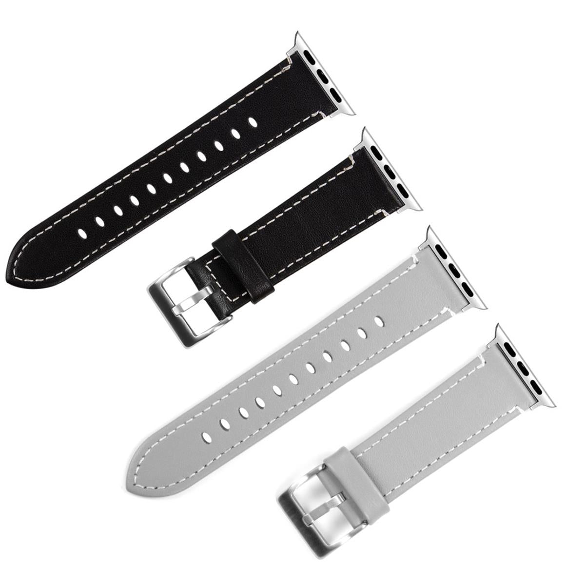 Leder Armband für Apple Watch 49/45/44/42mm Band Series Ultra/8/7/6/SE/5/4 Grau