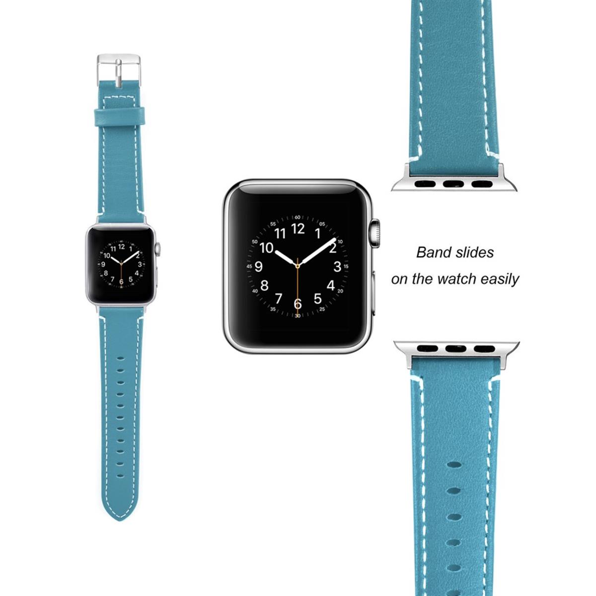 Leder Armband für Apple Watch 49/45/44/42mm Retro Series Ultra/8/7/6/SE/5/4 Blau