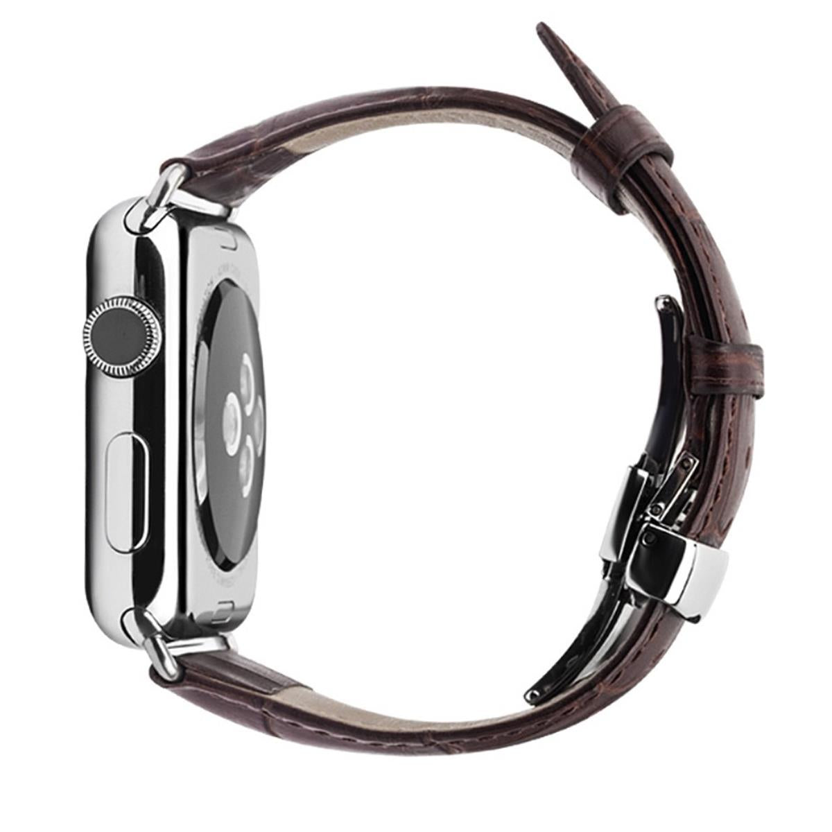 Lederband für Apple Watch 49/45/44/42mm Series Ultra 2/Ultra/9/8/SE Dunkelbraun