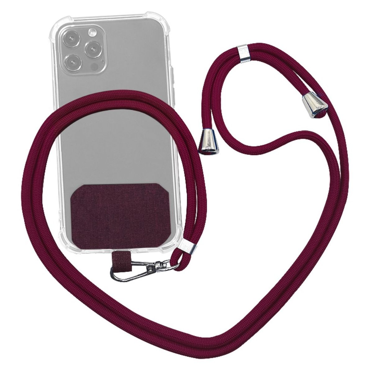 Universal Handykette - Handy Kette zum Umhängen - Smartphone Strap Weinrot