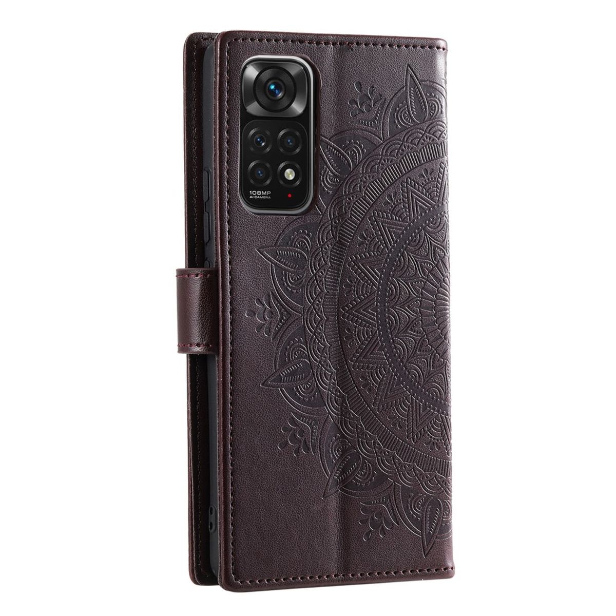 Hülle für Xiaomi Redmi Note 11/11S 4G/Poco M4 Pro Handy Flip Cover Mandala Braun
