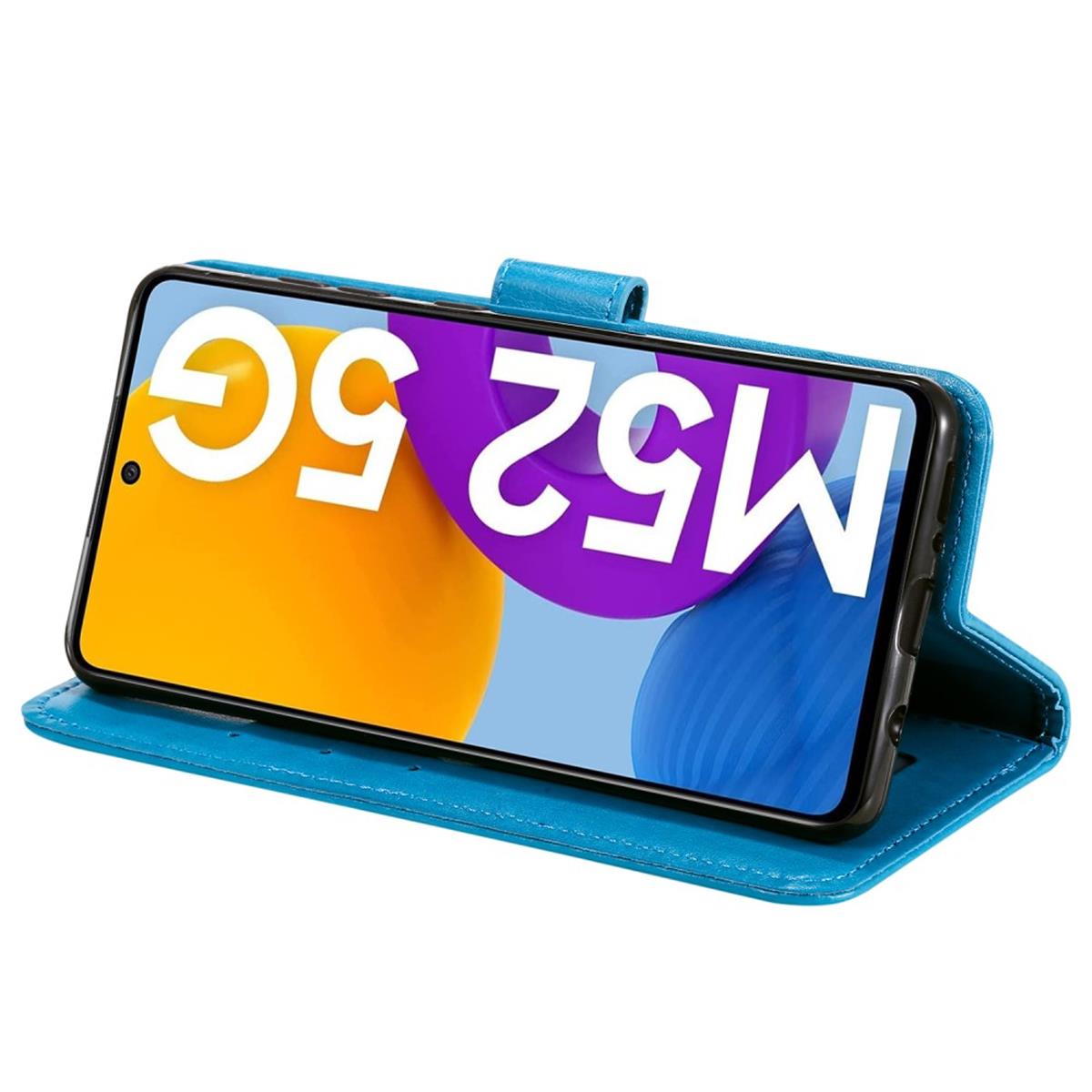 Hülle für Samsung Galaxy M52 5G Handyhülle Flip Case Cover Etui Mandala Blau