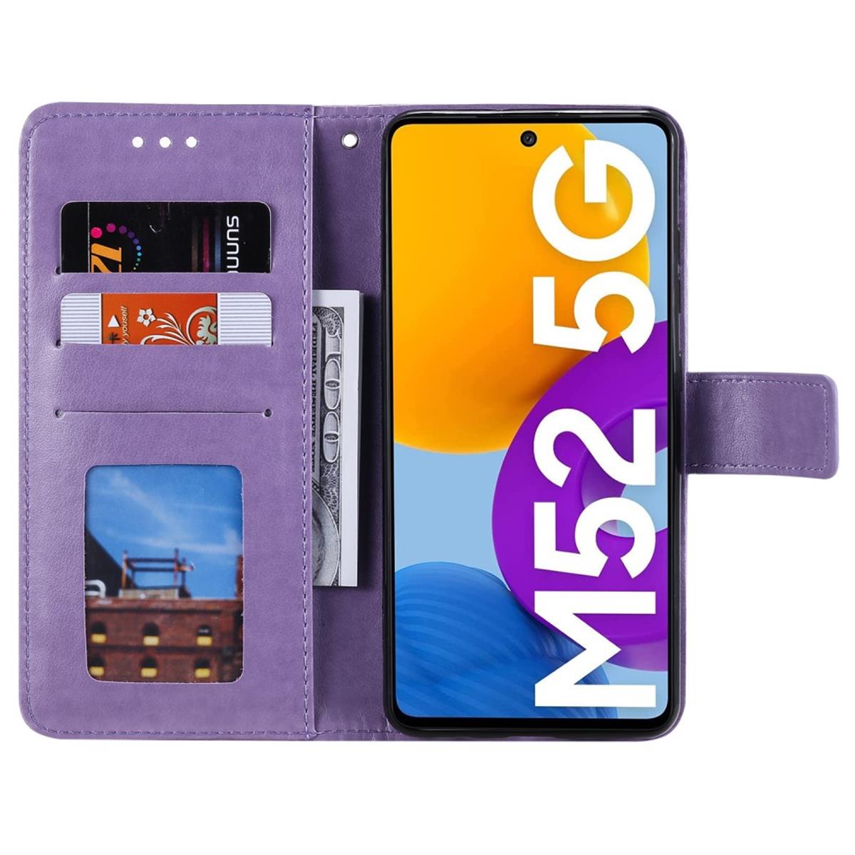 Hülle für Samsung Galaxy M52 5G Handyhülle Flip Case Cover Etui Mandala Lila
