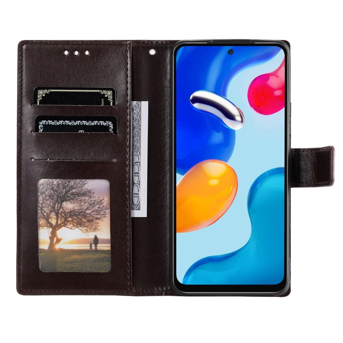 Hülle für Xiaomi Redmi Note 11/11S 4G/Poco M4 Pro Handy Flip Cover Mandala Braun