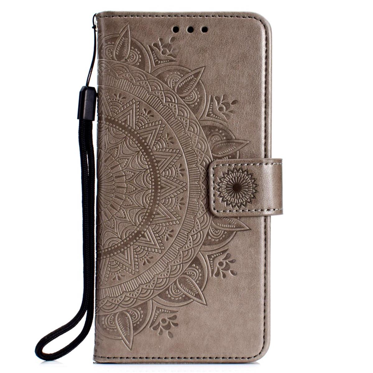 Hülle für Samsung Galaxy Note 8 Handy Tasche Flip Case Cover Etui Mandala Grau