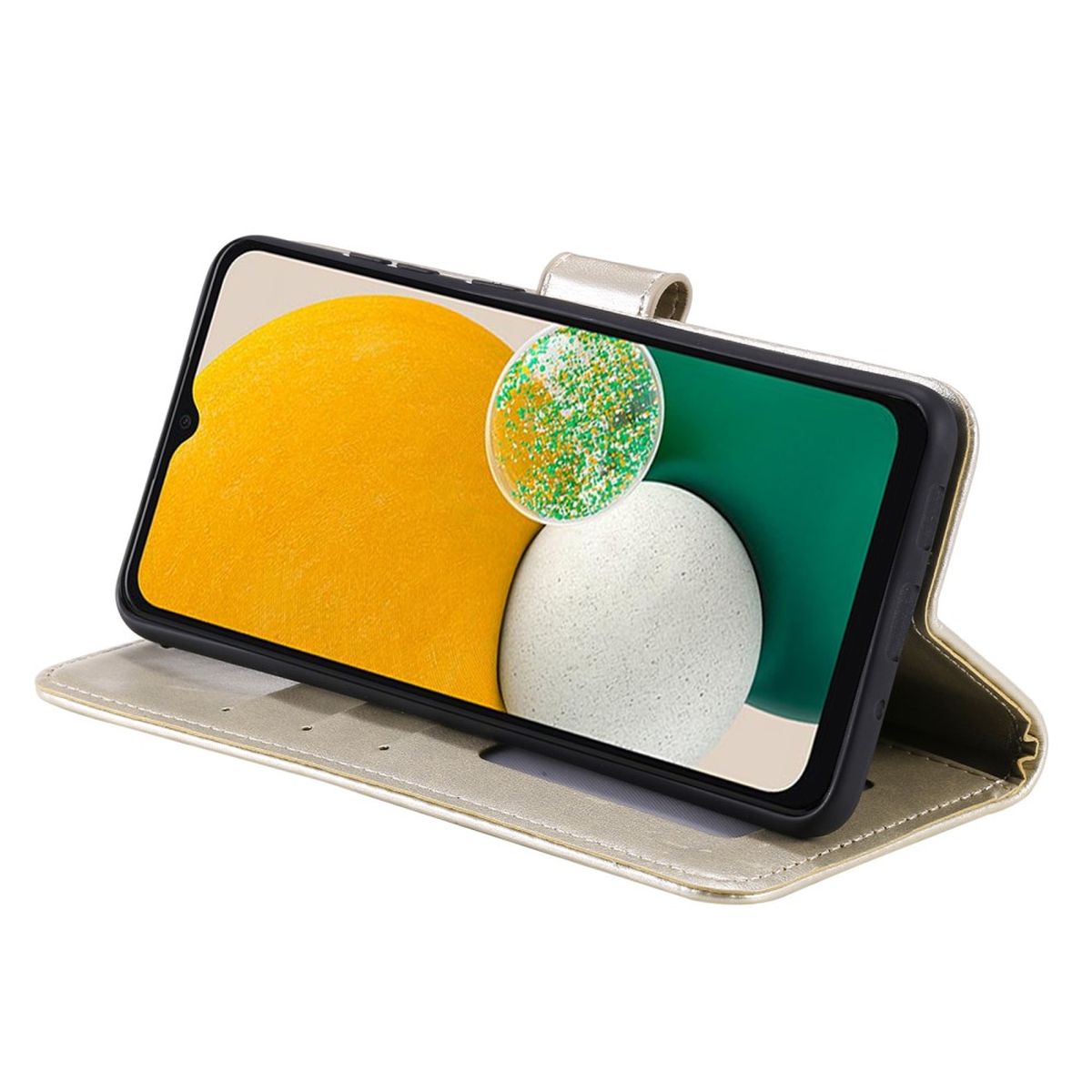 Hülle für Samsung Galaxy A13 5G/A04s Handyhülle Flip Case Tasche Mandala Gold