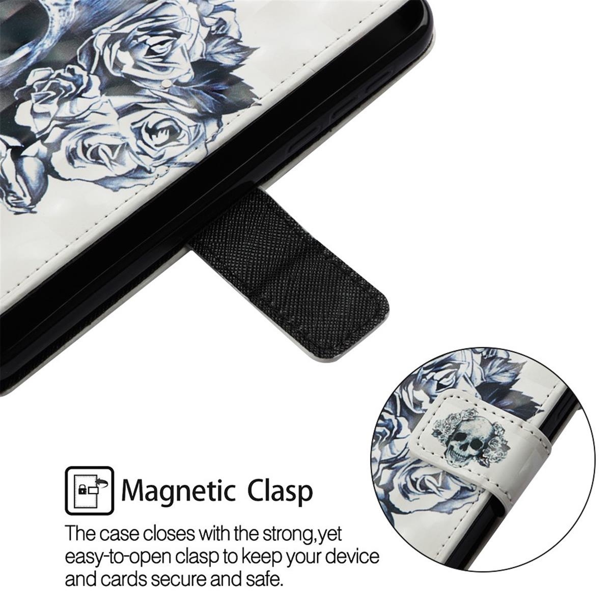 Hülle für Samsung Galaxy A40 Handyhülle Case Etui Cover Motiv Totenkopf schwarz