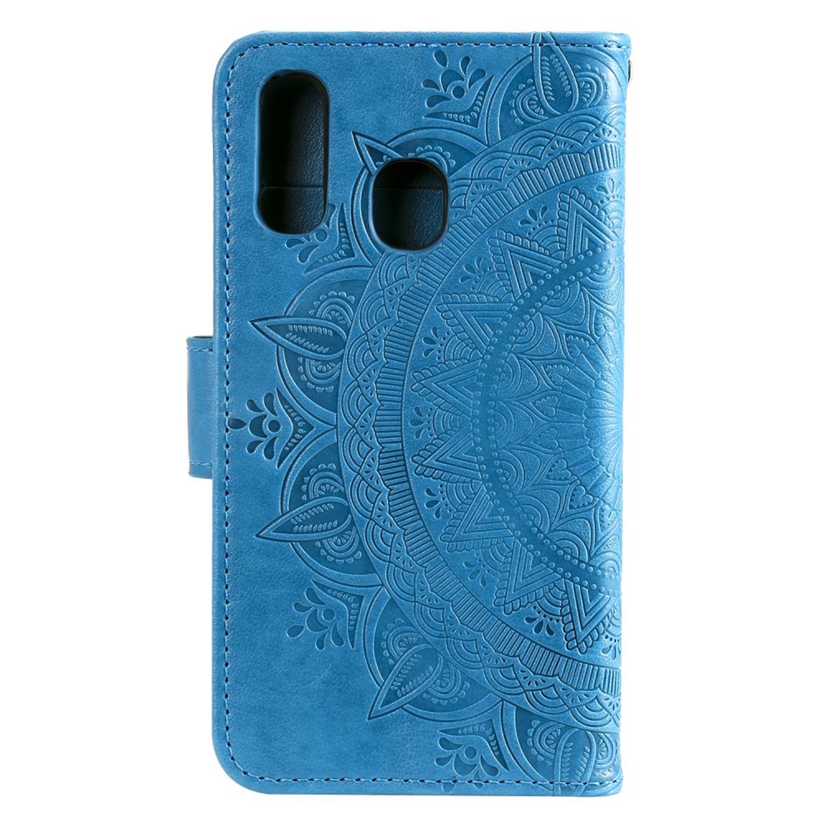 Hülle für Samsung Galaxy A40 Handyhülle Schutz Tasche Flip Case Etui Cover Mandala Blau