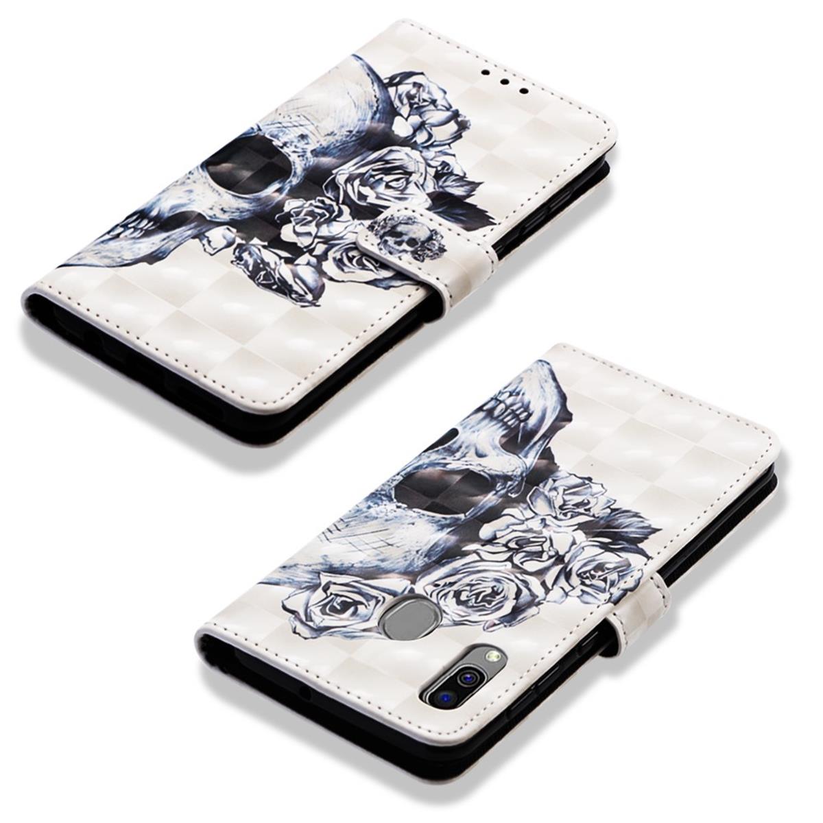 Hülle für Samsung Galaxy A40 Handyhülle Case Etui Cover Motiv Totenkopf schwarz