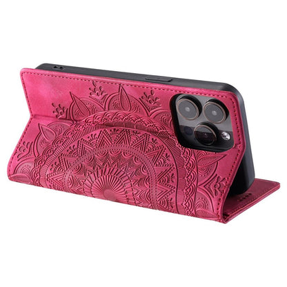 Hülle für Apple iPhone 16 Pro Max Handyhülle Flip Case Cover Tasche Mandala Rot