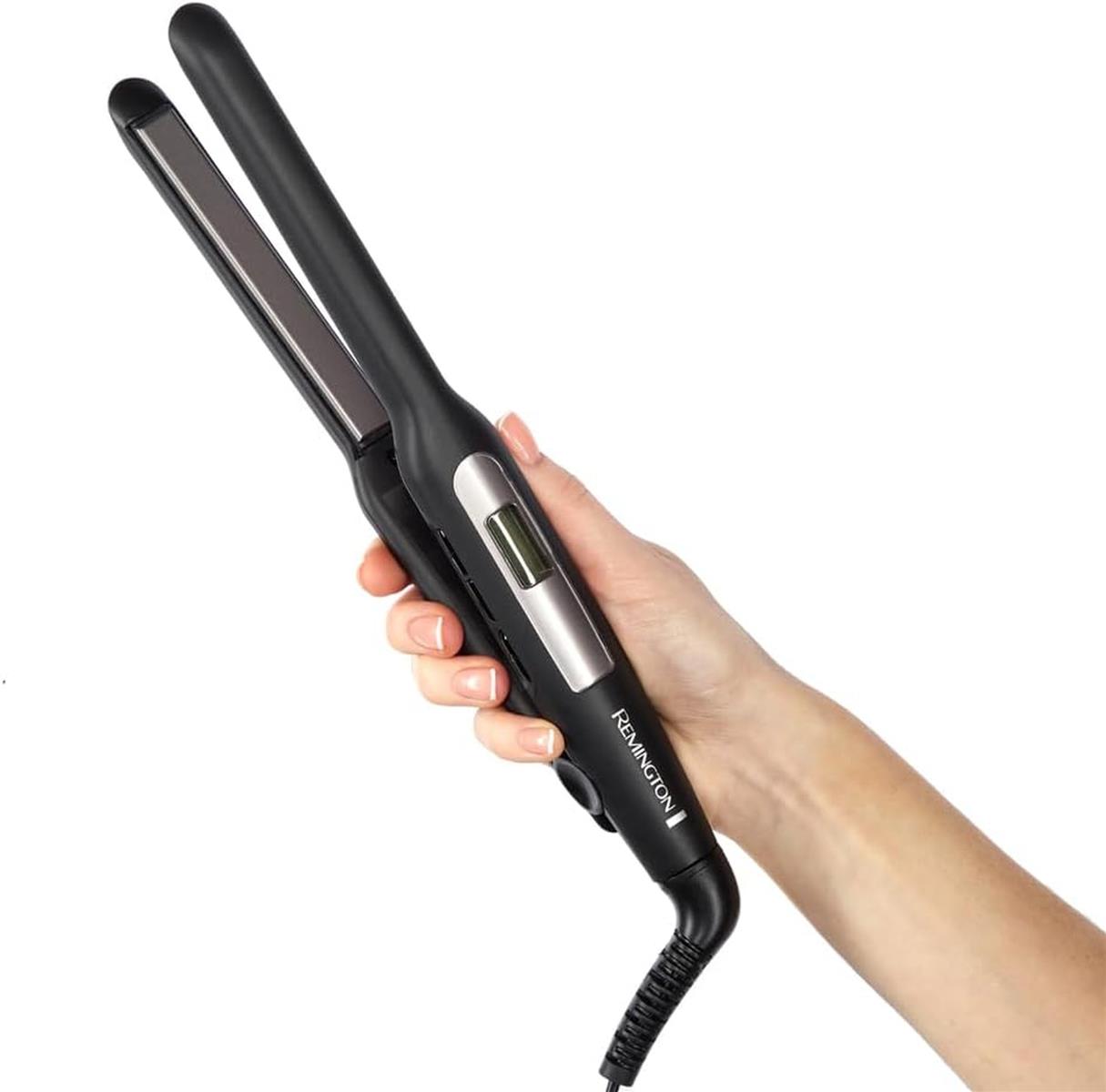 Remington Glätteisen [extra schmale Platten: für kurzes Haar, Pixies, Pony, Bart & kleine Locken] Haarglätter (Ultra-Pro-Keramikbeschichtung, LCD-Display,150-230°C)