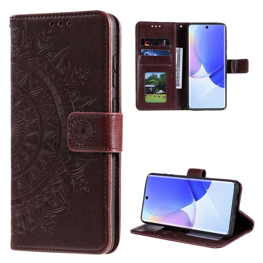 Hülle für Huawei Nova 9 / Honor 50 Handyhülle Flip Case Cover Etui Mandala Braun