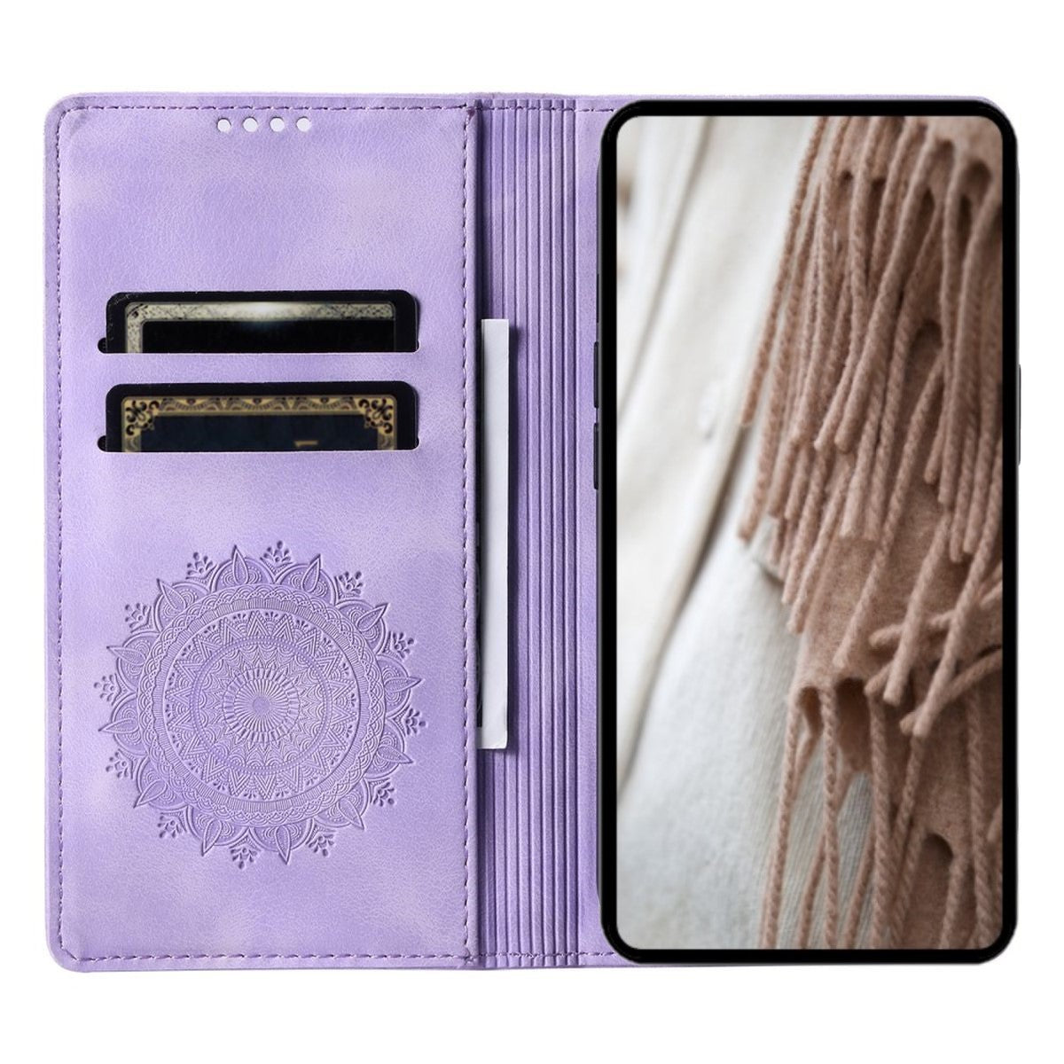 Hülle für Apple iPhone 16 Handyhülle Flip Case Cover Tasche Etui Mandala Lila