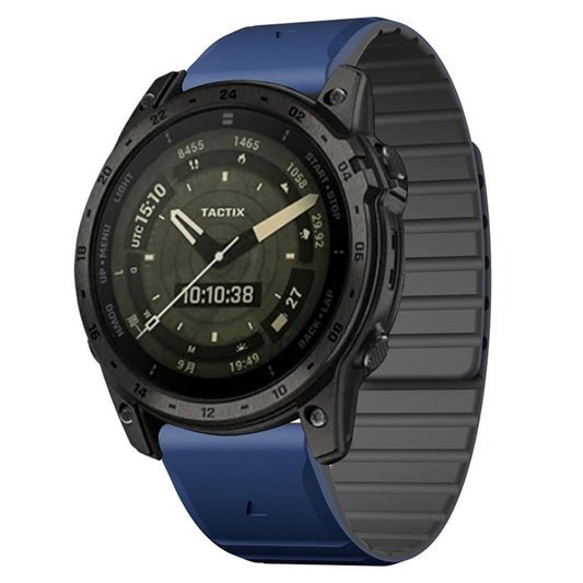 Armband für Garmin Fenix 5/5X/6X/7X Silikon Ersatzband magnetisch Schwarz-Blau