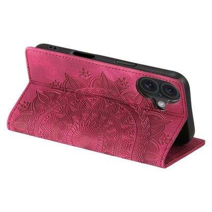 Hülle für Apple iPhone 16 Handyhülle Flip Case Cover Tasche Etui Mandala Rot