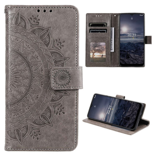 Hülle für Nokia G21/G11 Handyhülle Flip Case Cover Schutzhülle Etui Mandala Grau