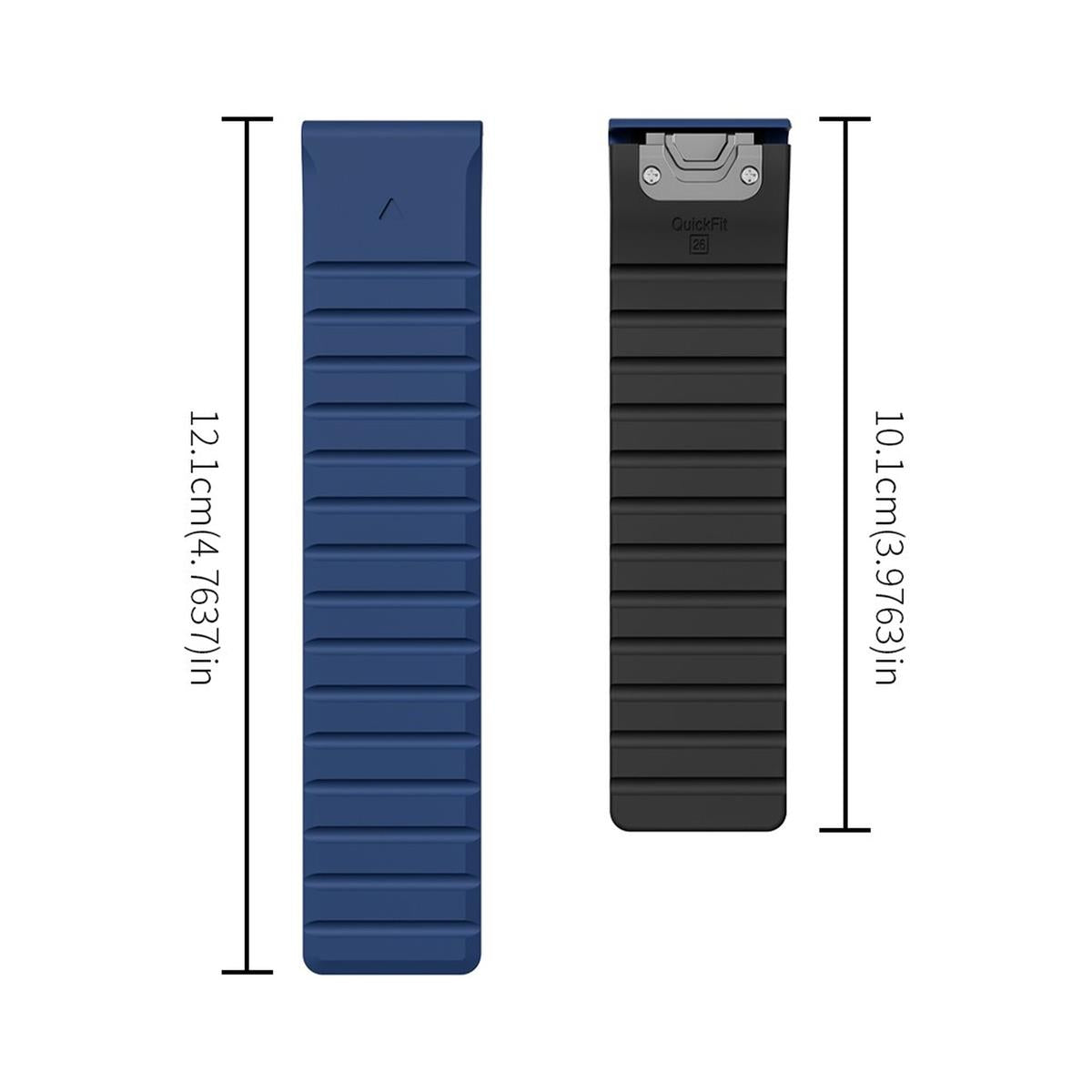 Armband für Garmin Fenix 5/5X/6X/7X Silikon Ersatzband magnetisch Schwarz-Blau