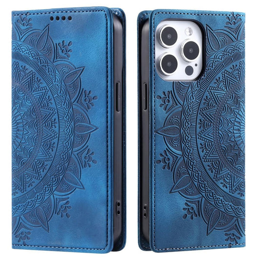Hülle für Apple iPhone 16 Pro Max Handyhülle Flip Case Cover Tasche Mandala Blau