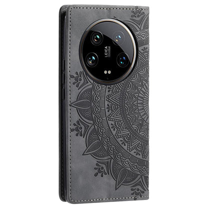 Hülle für Xiaomi 14 Ultra Handyhülle Flip Case Cover Schutz Etui Mandala Grau