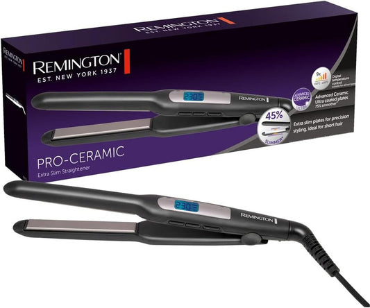Remington Glätteisen [extra schmale Platten: für kurzes Haar, Pixies, Pony, Bart & kleine Locken] Haarglätter (Ultra-Pro-Keramikbeschichtung, LCD-Display,150-230°C)