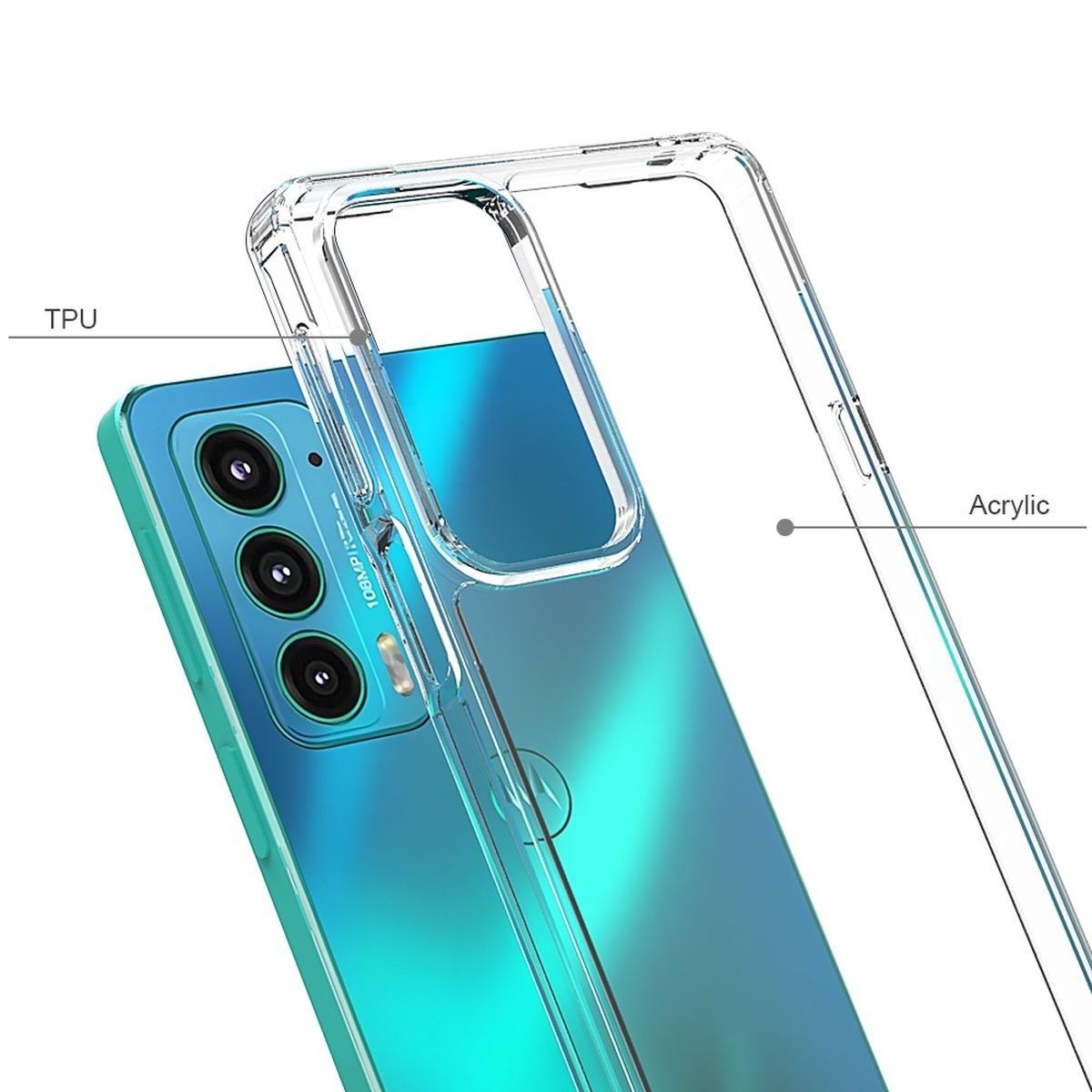 Hülle für Motorola Edge 20 Handyhülle Hybrid Silikon Case Bumper Cover Klar