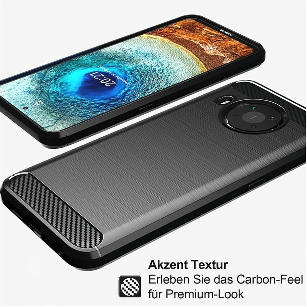 Hülle für Nokia G10/G20 Handyhülle Case Silikon Cover Bumper Carbonfarben