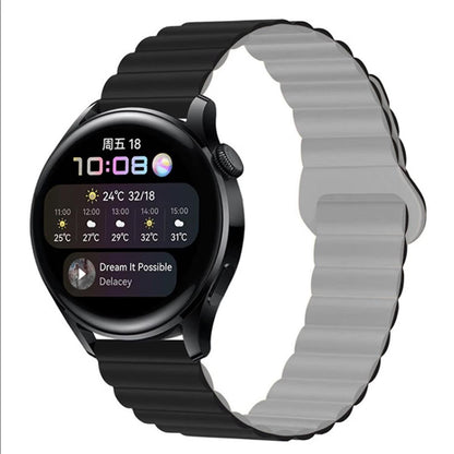 Armband für Samsung Galaxy Watch 3/1/Gear2/S3 Silikon Band 22mm magnetisch Grau/Schwarz