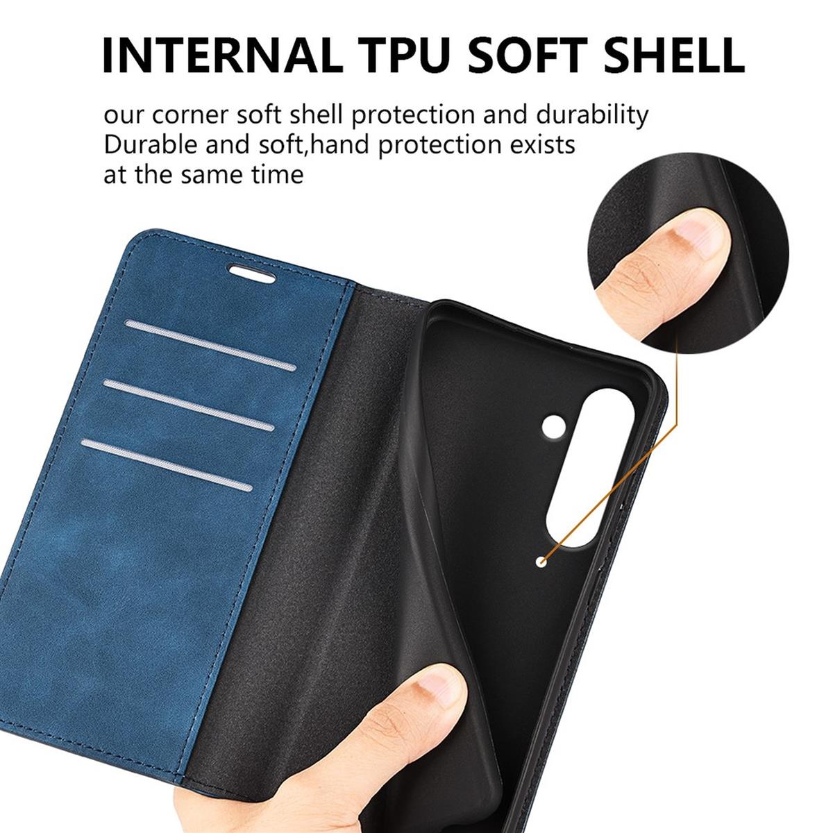 Hülle für Samsung Galaxy S24 FE Handyhülle Flip Case Cover Schutz Tasche Blau
