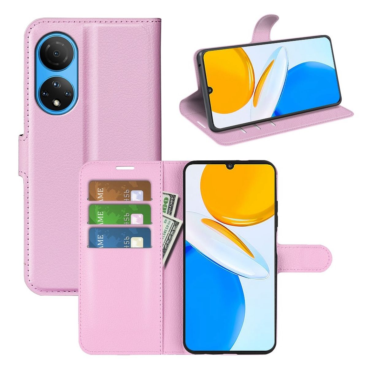 Hülle für Honor X7 Handyhülle Flip Case Schutzhülle Cover Tasche Handy Etui Rosa