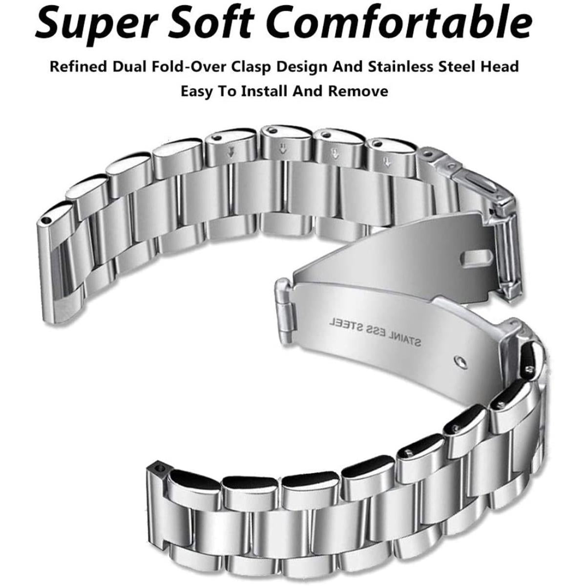 Gliederarmband für Samsung Galaxy Watch 3 45mm/Galaxy Watch 46mm Metall Armband Silber