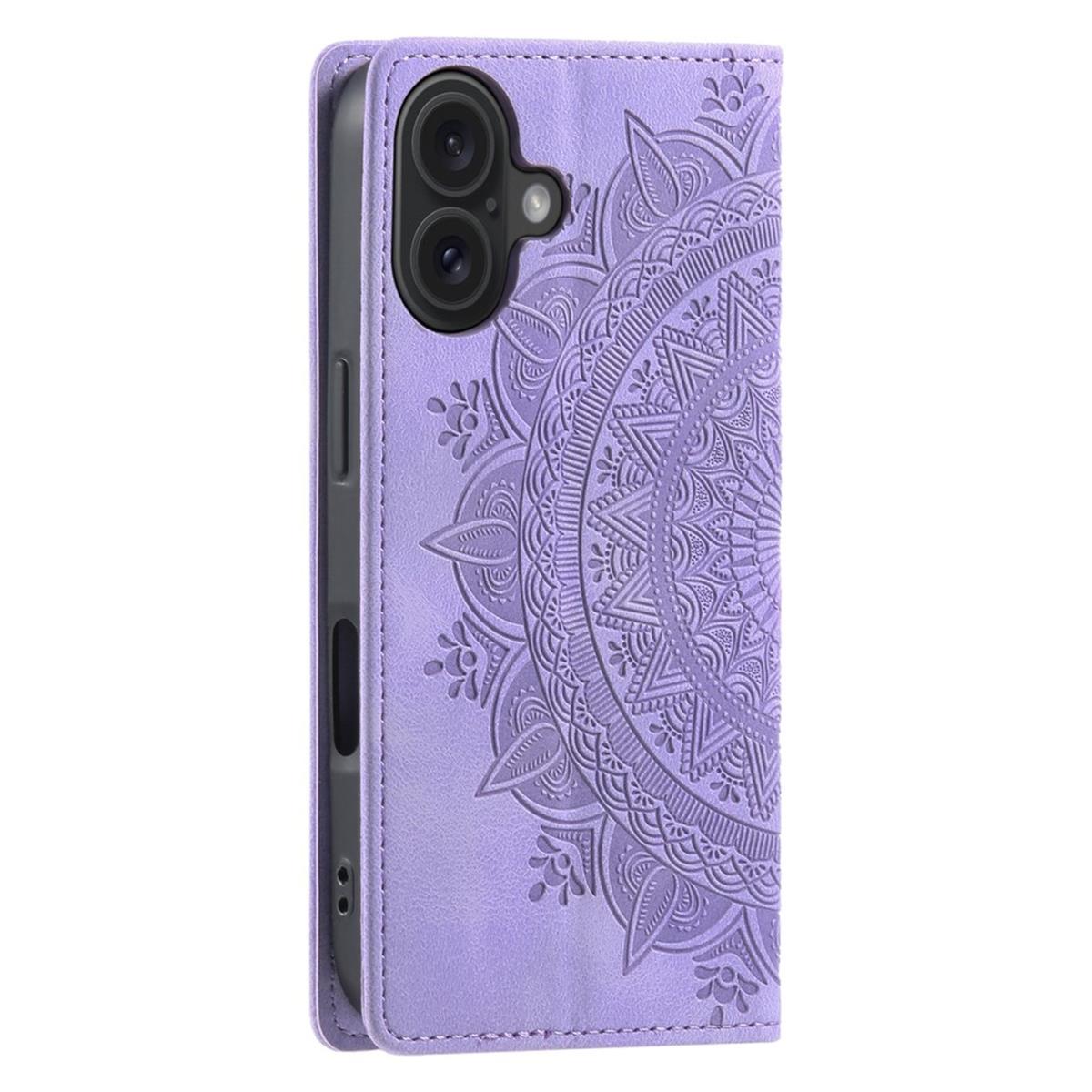 Hülle für Apple iPhone 16 Handyhülle Flip Case Cover Tasche Etui Mandala Lila