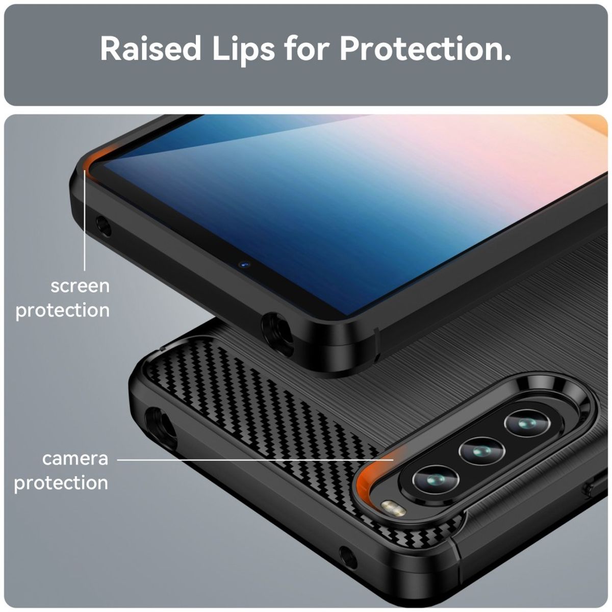 Hülle für Sony Xperia 10 IV Handyhülle Silikon Case Cover Bumper Carbonfarben