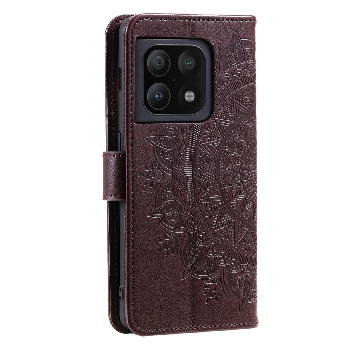 Hülle für OnePlus 10 Pro 5G Handyhülle Flip Case Cover Etui Mandala Braun