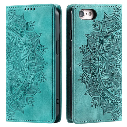 Hülle für Apple iPhone 16e Handyhülle Flip Case Cover Tasche Etui Mandala Grün