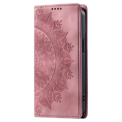 Hülle für Apple iPhone 16 Pro Max Handyhülle Flip Case Cover Tasche Mandala Rose