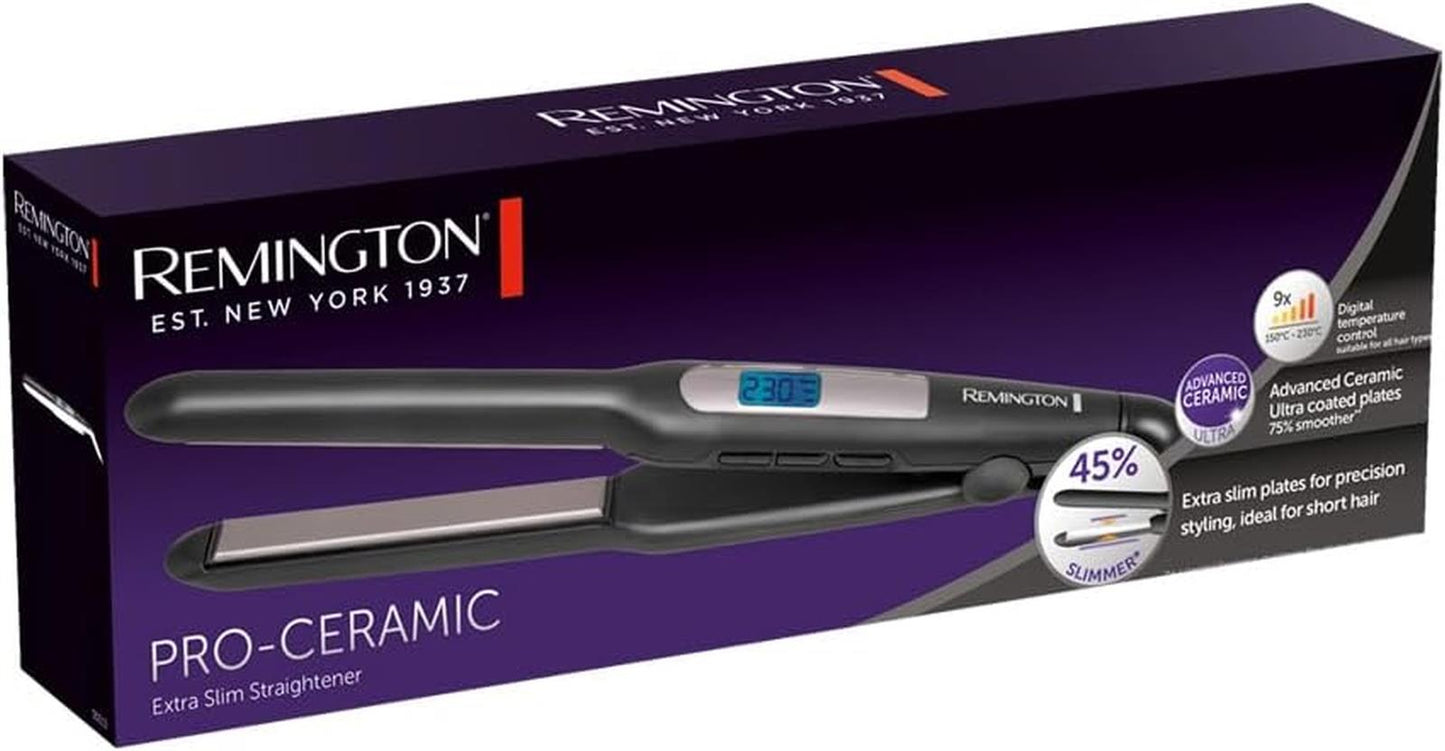 Remington Glätteisen [extra schmale Platten: für kurzes Haar, Pixies, Pony, Bart & kleine Locken] Haarglätter (Ultra-Pro-Keramikbeschichtung, LCD-Display,150-230°C)