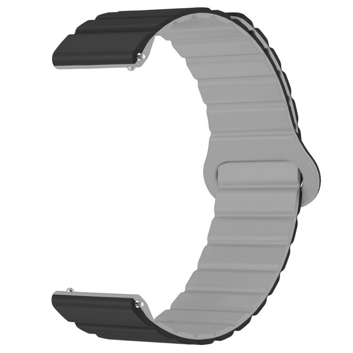Armband für Samsung Galaxy Watch 3/1/Gear2/S3 Silikon Band 22mm magnetisch Grau/Schwarz