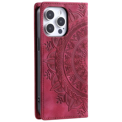 Hülle für Apple iPhone 16 Pro Max Handyhülle Flip Case Cover Tasche Mandala Rot