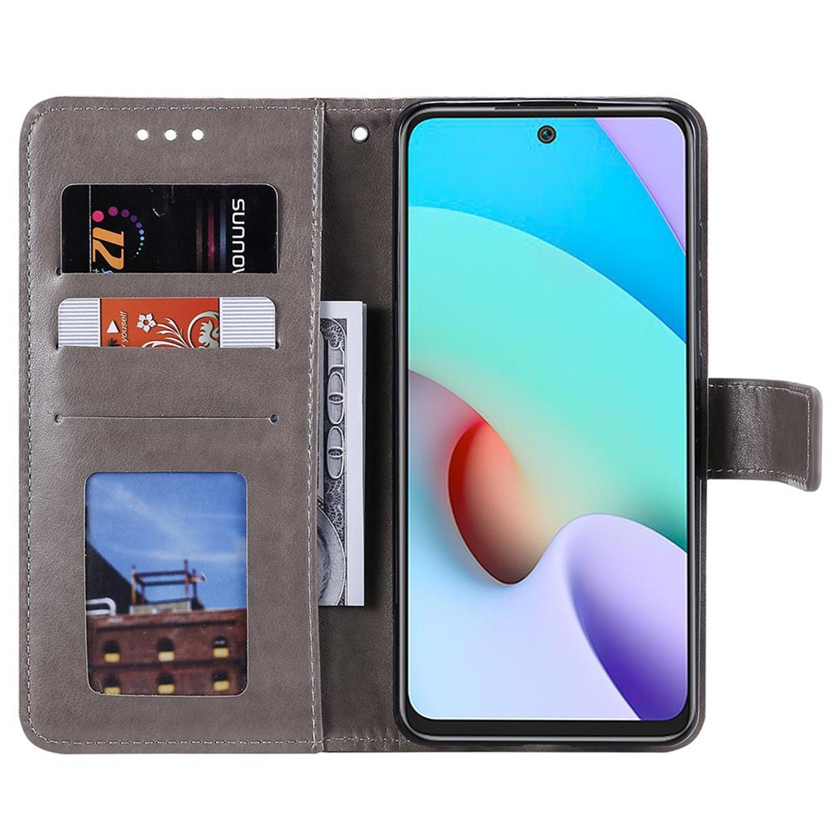 Hülle für Xiaomi Redmi 10/10 Prime Handy Tasche Flip Case Cover Mandala Grau