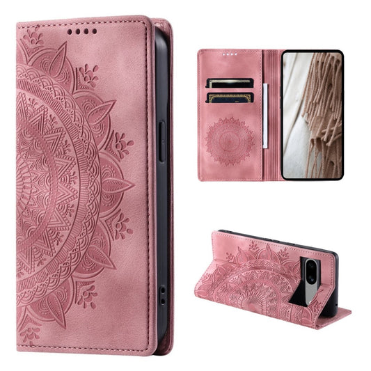 Hülle für Google Pixel 8a Handyhülle Flip Case Cover Tasche Etui Mandala Rose