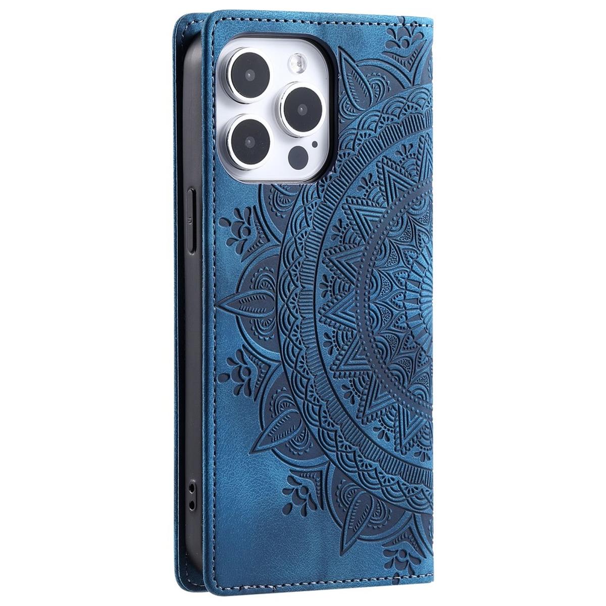 Hülle für Apple iPhone 16 Pro Max Handyhülle Flip Case Cover Tasche Mandala Blau