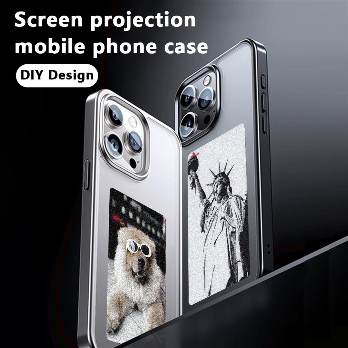Hülle für Apple iPhone 15 Handy Case mit NFC Display E-Ink Silikon Hybrid Cover