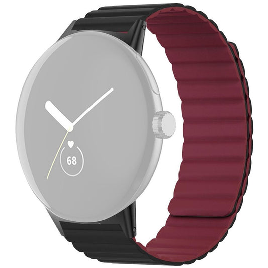 Armband für Google Pixel Watch 1/2 Silikon Ersatzband magnetisch  Schwarz-Rot