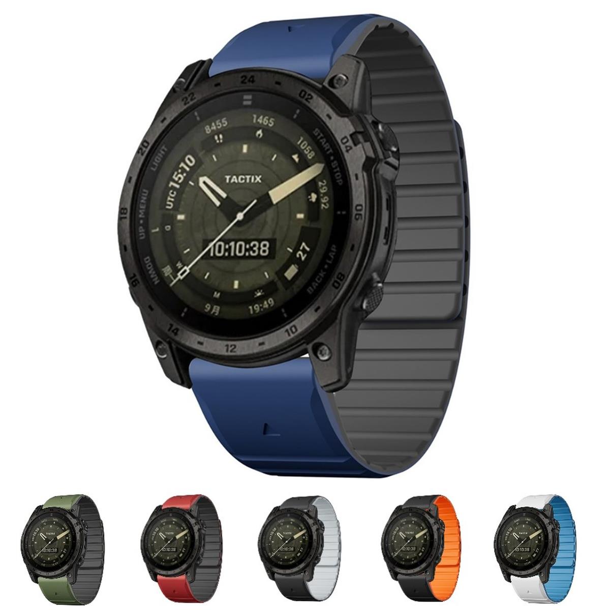 Armband für Garmin Fenix 5 / 5X / 6X / 7X  Silikon Ersatzband Strap magnetisch