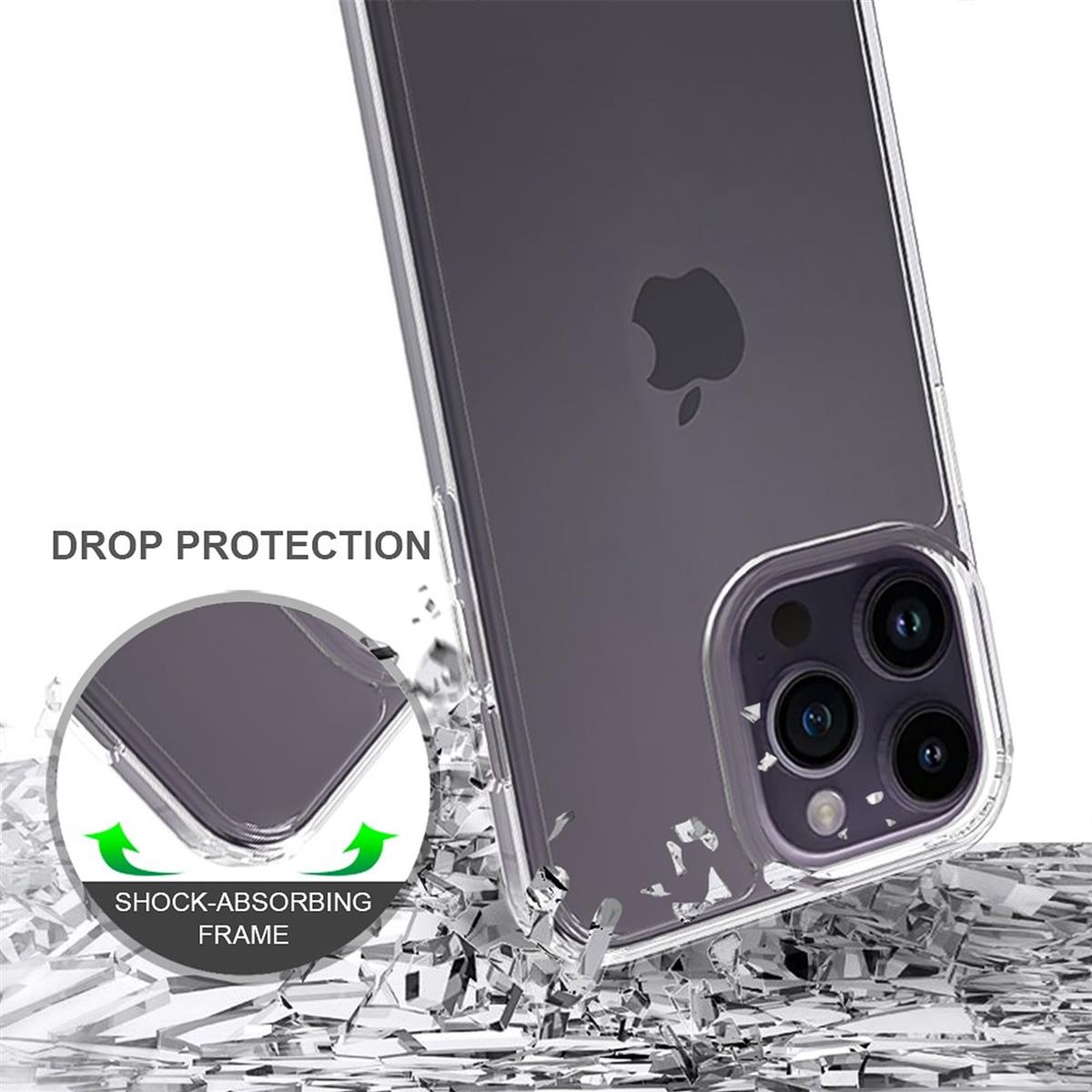 Hülle für Apple iPhone 16 Pro Max Handyhülle Case Hybrid Silikon Cover klar