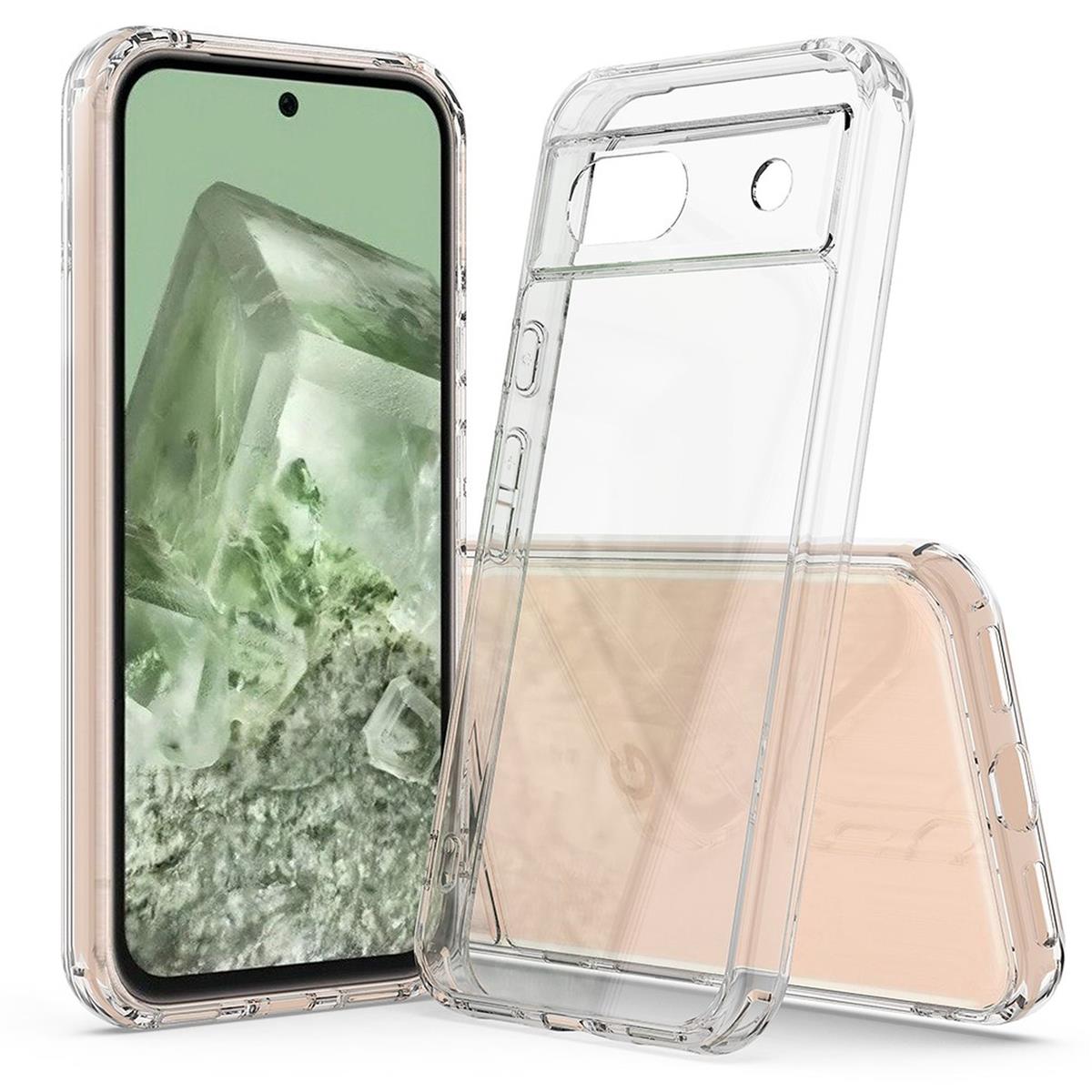 Hülle für Google Pixel 8a Handyhülle Case Hybrid Silikon Bumper Cover Klar