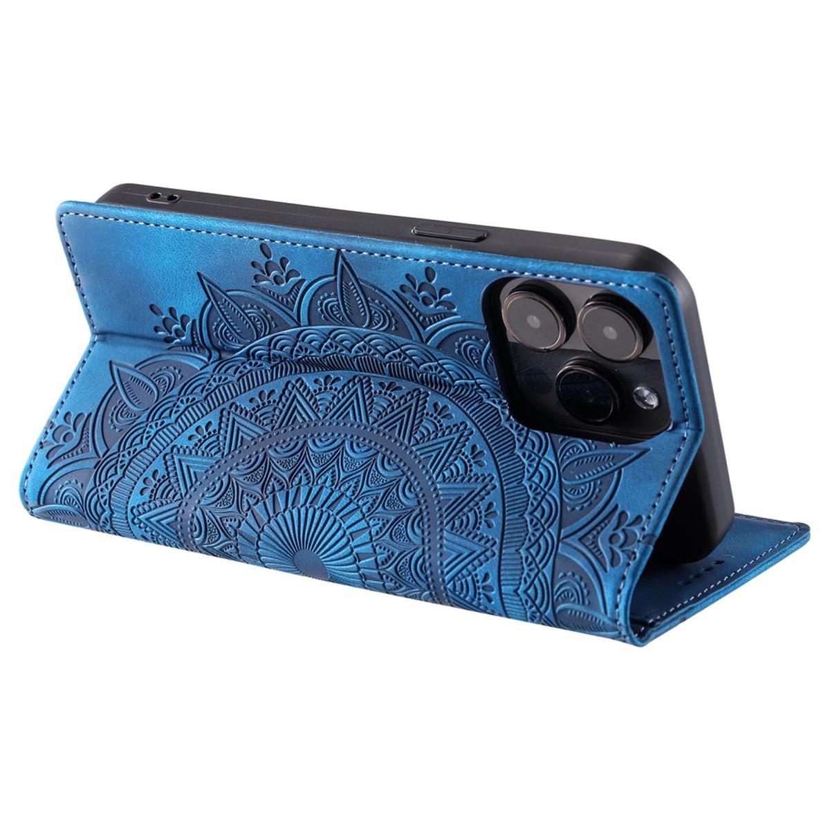 Hülle für Apple iPhone 16 Pro Max Handyhülle Flip Case Cover Tasche Mandala Blau