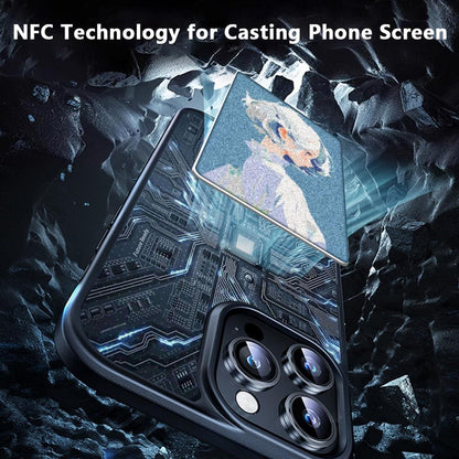 Hülle für Apple iPhone 15 Handy Case mit NFC Display E-Ink Silikon Hybrid Cover