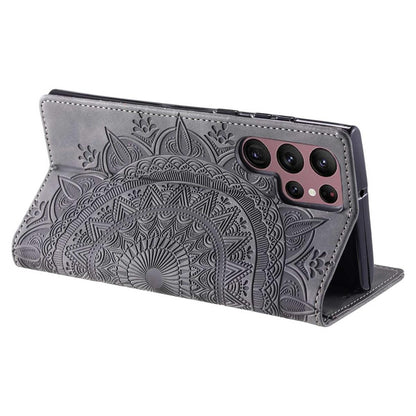 Hülle für Samsung Galaxy S25 Ultra Handyhülle Flip Case Cover Tasche Mandala Grau